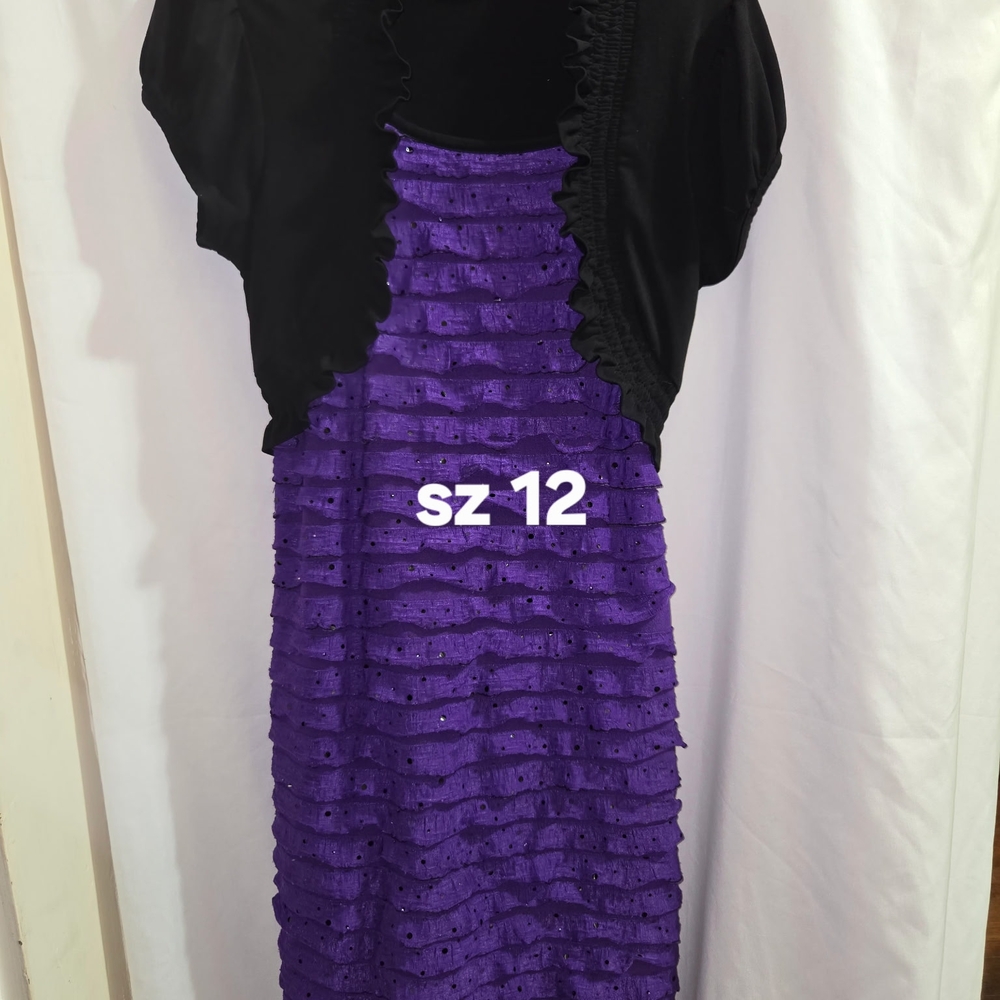 Purple Ruffled Dress with Black Shrug